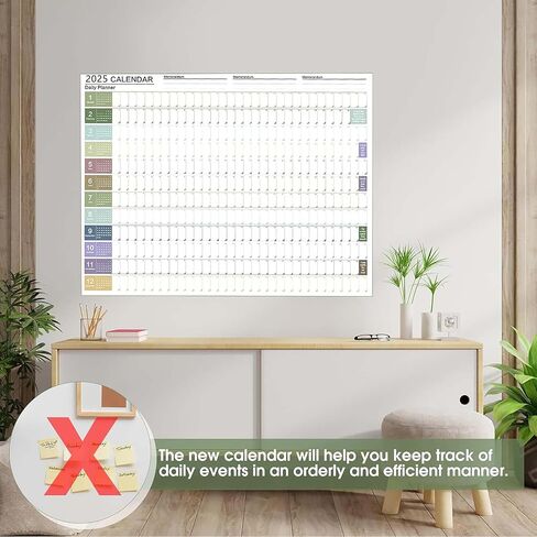 Reofrey 2025 Yearly Planner Schedule Calendar Full Year Calendar One Page, 29.2" X 20.7" Annual Year Round Large Wall Calendar, Thick Paper Poster Calendar with Stickers for Office Academic or Home in Kuwait