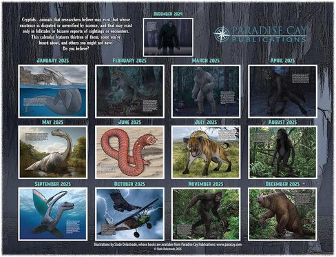 2025 Bigfoot Calendar - 13 Month Wall Calendar 11" X 19" Opened - Fun Gift for Fans of Sasquatch, Cryptids, and the Unknown (Dangerous Encounters) in Saudi Arabia