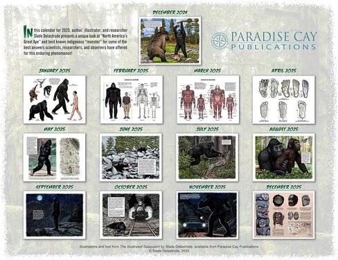 تقويم Bigfoot لعام 2025 - تقويم حائط لمدة 13 شهرًا مقاس 11 بوصة × 19 بوصة مفتوح - هدية ممتعة لمحبي الساسكواتش والكريبتيدات والمجهول (لقاءات خطيرة) in Kuwait