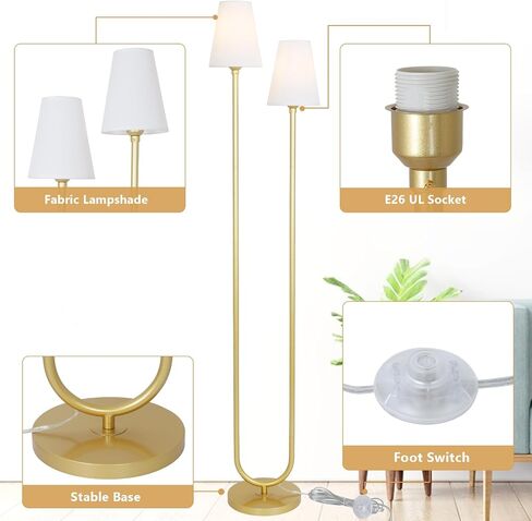 HMVPL Floor Lamps for Living Room, Modern Black Floor Lamp with Fabric Lampshade, Industrial Standing Lamp with On/Off Foot Switch, Farmhouse Tall Lamp for Living Room Corner Bedroom Office(66") in Saudi Arabia