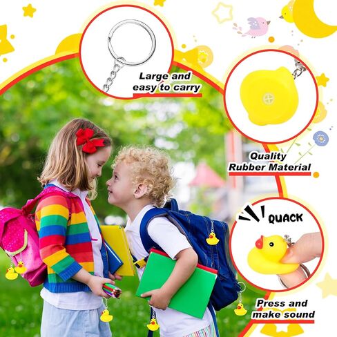Deekin 48 Pcs Rubber Duck Keychain 2.17 Inch Tiny Ducks Key Chain Ornaments Duck Gifts for Christmas Party Favors Yellow Rubber Duck for Baby Shower Birthday Party Supplies Prizes (Classic Style) in Saudi Arabia