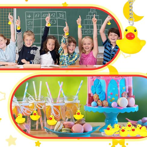 Deekin 48 Pcs Rubber Duck Keychain 2.17 Inch Tiny Ducks Key Chain Ornaments Duck Gifts for Christmas Party Favors Yellow Rubber Duck for Baby Shower Birthday Party Supplies Prizes (Classic Style) in Saudi Arabia
