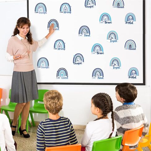 63 قطعة الشتاء بوهو قوس قزح تحفيزية أقوال إيجابية القواطع الأزرق الأبيض الشتاء عيد الميلاد ندفة الثلج الجاموس منقوشة أقوال لهجات النمو عقلية لوحة الإعلانات للفصل الدراسي المدرسة الديكور in Kuwait