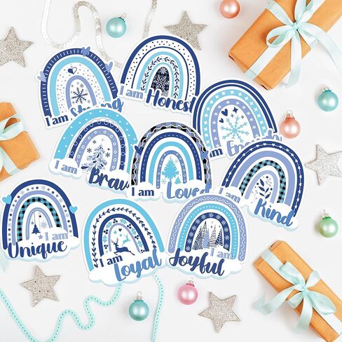 63 قطعة الشتاء بوهو قوس قزح تحفيزية أقوال إيجابية القواطع الأزرق الأبيض الشتاء عيد الميلاد ندفة الثلج الجاموس منقوشة أقوال لهجات النمو عقلية لوحة الإعلانات للفصل الدراسي المدرسة الديكور in Kuwait