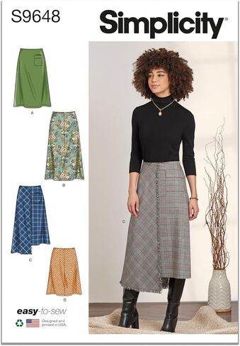 Simplicity Misses' Skirts Sewing Pattern Kit, Code S9648, Sizes 8-10-12-14-16, Multicolor in Saudi Arabia