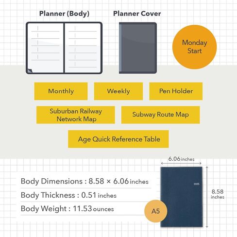 نولتي أكسس A5-1 مخطط أسبوعي 2025، الطبعة اليابانية، برتقالي in Kuwait