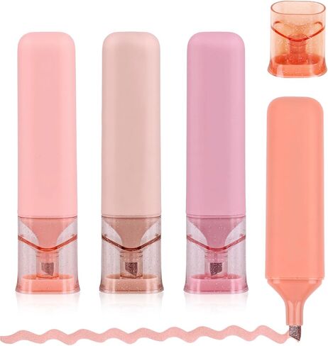 4pcs Glitter Highlighters, 4.45x0.98in Nebula Glitter Highlighter Markers Sparkly Highlighters School Classroom Supplies for Men Women And Kids(Pink) in Saudi Arabia