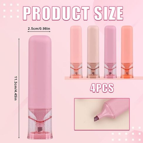4pcs Glitter Highlighters, 4.45x0.98in Nebula Glitter Highlighter Markers Sparkly Highlighters School Classroom Supplies for Men Women And Kids(Pink) in Saudi Arabia