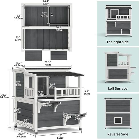 YITAHOME Two Story Outdoor Cat House with Balcony, Large Feral Villa Cat Shelter Weatherproof, 2 Story Outside Cat House for Multiple Cats in Saudi Arabia