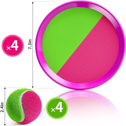 هدايا ألعاب تيمي الخارجية للأطفال بعمر 3 4 5 6 7 8 سنوات من الأولاد والبنات، مجموعة كرات القذف والالتقاط مع 4 مجاذيف و4 كرات، ألعاب الشاطئ ألعاب خارجية ألعاب ساحة ألعاب خارجية لعمر 3 4 5 5 6 سنوات للأولاد والبنات والأطفال in Kuwait