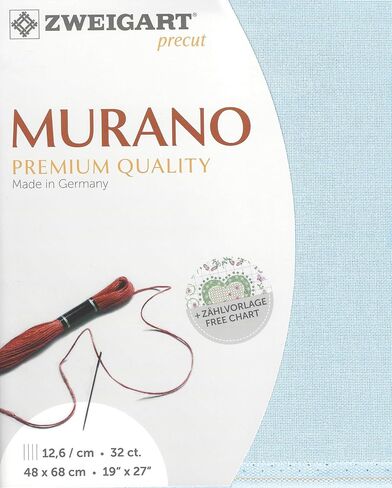 Precut Zweigart Murano 32 Count Light Blue 3984/503. Needlework Canvas, Cross Stitch Fabric, Embroidery Canvas 52% Cotton in Kuwait