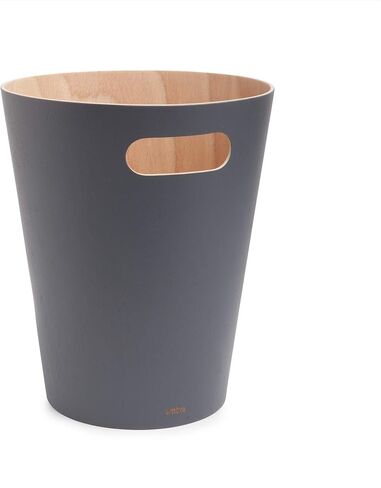 Umbra Woodrow, 2 Gallon Modern Wooden Trash Can Wastebasket or Recycling Bin for Home or Office, White in Saudi Arabia
