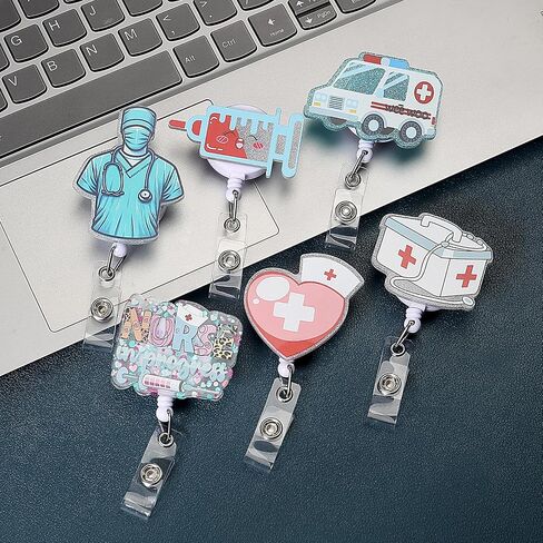 10pcs Cute Funny Nurse Badge Reel Clip Retractable ID Badge Holder Accessories for Nurses Nursing Doctor Teacher Healthcare Medical Work Office Employee Coworker Bulk Gifts (Nurse Styles) in Saudi Arabia