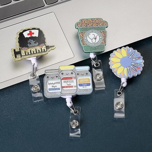 10pcs Cute Funny Nurse Badge Reel Clip Retractable ID Badge Holder Accessories for Nurses Nursing Doctor Teacher Healthcare Medical Work Office Employee Coworker Bulk Gifts (Nurse Styles) in Saudi Arabia