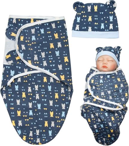 تولد من جديد ملابس دمية الطفل قماط بطانية لطيف الدب تصميم بطانية حمام لدمى تولد من جديد 17-22 بوصة وهمية ملابس الطفل الملحقات 2 قطعة حزمة in Kuwait