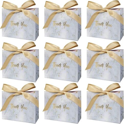 30Pack Small Thank You Gift Bags,Marble Pattern Party Favor Bags with Gold Bow Ribbon,4.5x1.8x3.Inches,Paper Bags for Birthday Wedding Bridesmaid Holiday Valentines Day (Black) in Kuwait