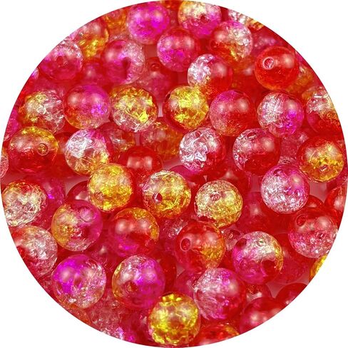 Jmassyang 200 Pieces 10mm Acrylic Crackle Beads Crystal Round Plastic Spacer Bead for DIY Decoration Necklaces Bracelets Earrings Jewelry Making(Multicolor) in Kuwait