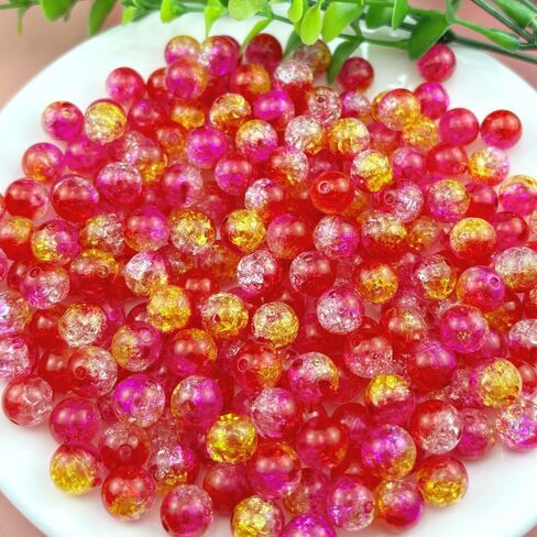 Jmassyang 200 Pieces 10mm Acrylic Crackle Beads Crystal Round Plastic Spacer Bead for DIY Decoration Necklaces Bracelets Earrings Jewelry Making(Multicolor) in Kuwait