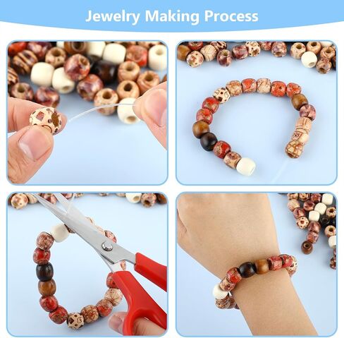 Thinp 300 Pcs Wooden Beads,Macrame Beads Vintage Wooden Beads for Hair Wooden Beads for Macrame Round Printed Wooden Beads 11x12mm Wood Beads for Jewelry Making Bracelets Hair DIY Craft Project in Saudi Arabia