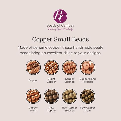 Beads of Cambay | 2mm Bright Copper Plain Round Beads | Jewelry Making Supplies | for Bracelet Necklace Earrings Anklet | DIY Charms | 8 inches 104pcs in Saudi Arabia