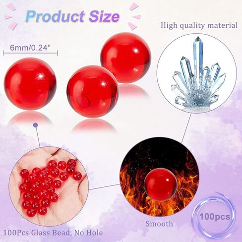 NBEADS 100 Pcs Clear Glass Beads, 6mm Glass Pearl Balls Beads Clear Undrilled Round Glass Beads No Hole Crystal Clear Glass Charm Beads for DIY Jewelry Making Home Decorations in Saudi Arabia