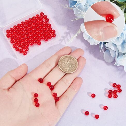 NBEADS 100 Pcs Clear Glass Beads, 6mm Glass Pearl Balls Beads Clear Undrilled Round Glass Beads No Hole Crystal Clear Glass Charm Beads for DIY Jewelry Making Home Decorations in Saudi Arabia