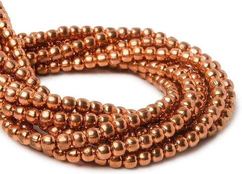 Beads of Cambay | 2mm Bright Copper Plain Round Beads | Jewelry Making Supplies | for Bracelet Necklace Earrings Anklet | DIY Charms | 8 inches 104pcs in Saudi Arabia