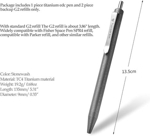 قلم حبر جاف من التيتانيوم مقاس 5.31 بوصة، مشبك قلم ضغط لسحب قلم الجيب القابل لإعادة الملء للحمل اليومي، حجم صغير in Kuwait