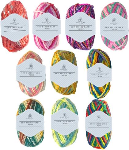 2PK Eco Basics Tie Dye Yarn for Knitting and Crocheting, Multicolor, Recycled Acrylic, Eco-Friendly, Giant Chunky Yarn, Rainbow, Jumbo, Thick Blanket Yarn, Total 300g, 150m (Retro Pink) in Saudi Arabia