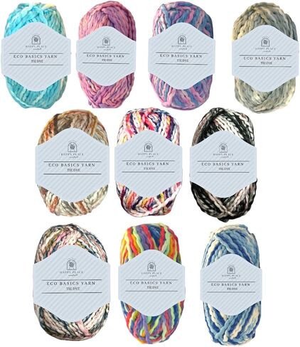 2PK Eco Basics Tie Dye Yarn for Knitting and Crocheting, Multicolor, Recycled Acrylic, Eco-Friendly, Giant Chunky Yarn, Rainbow, Jumbo, Thick Blanket Yarn, Total 300g, 150m (Retro Pink) in Saudi Arabia