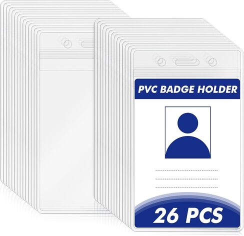 Clear Badge Holder - 26 PCS Vertical Badge Holder Clear Badge Sleeve Waterproof ID Badge Holder with Resealable Zip Plastic Badge Holders for Lanyards Card Holder for Nurses Office School Conference in Saudi Arabia