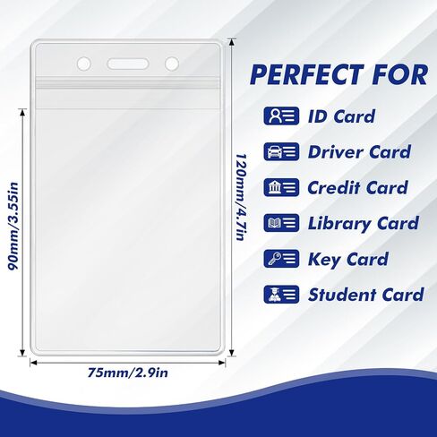 Clear Badge Holder - 26 PCS Vertical Badge Holder Clear Badge Sleeve Waterproof ID Badge Holder with Resealable Zip Plastic Badge Holders for Lanyards Card Holder for Nurses Office School Conference in Saudi Arabia