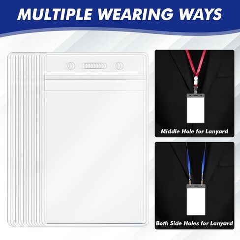 Clear Badge Holder - 26 PCS Vertical Badge Holder Clear Badge Sleeve Waterproof ID Badge Holder with Resealable Zip Plastic Badge Holders for Lanyards Card Holder for Nurses Office School Conference in Saudi Arabia