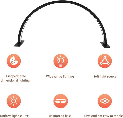 Nail Desk Lamp for Professionals, 35W Led Light for Nails, Aluminum Alloy Dimmable Half Moon Lamp for Lash Extensions Skincare in Kuwait