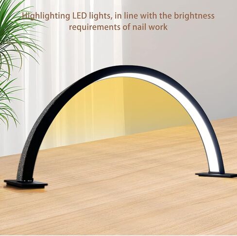 Nail Desk Lamp for Professionals, 35W Led Light for Nails, Aluminum Alloy Dimmable Half Moon Lamp for Lash Extensions Skincare in Kuwait