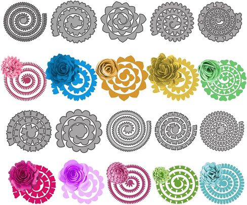 10 قطع من قوالب قطع الزهور الحلزونية ثلاثية الأبعاد، قوالب زهور ورقية معدنية صغيرة، بطاقة صور سكرابوكينغ لصنع قالب النقش قالب استنسل قطع الفنون والحرف اليدوية قالب القالب in Kuwait