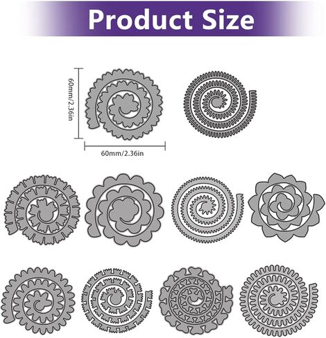 10 قطع من قوالب قطع الزهور الحلزونية ثلاثية الأبعاد، قوالب زهور ورقية معدنية صغيرة، بطاقة صور سكرابوكينغ لصنع قالب النقش قالب استنسل قطع الفنون والحرف اليدوية قالب القالب in Kuwait