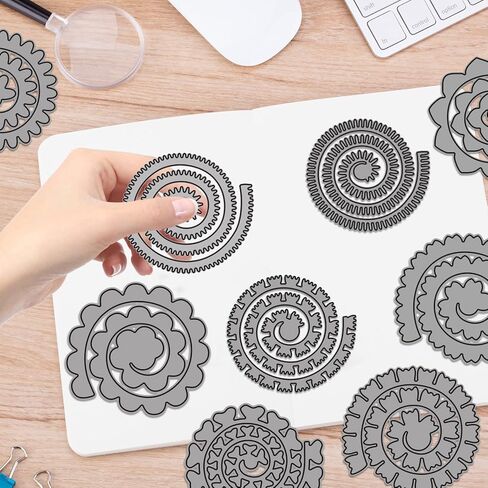 10 قطع من قوالب قطع الزهور الحلزونية ثلاثية الأبعاد، قوالب زهور ورقية معدنية صغيرة، بطاقة صور سكرابوكينغ لصنع قالب النقش قالب استنسل قطع الفنون والحرف اليدوية قالب القالب in Kuwait