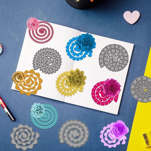 10 قطع من قوالب قطع الزهور الحلزونية ثلاثية الأبعاد، قوالب زهور ورقية معدنية صغيرة، بطاقة صور سكرابوكينغ لصنع قالب النقش قالب استنسل قطع الفنون والحرف اليدوية قالب القالب in Kuwait