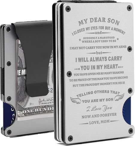 To My Husband Gift | Personalized Engraved Metal Wallet from Wife | Men Minimalist Love Message Custom Slim Aluminum Card Holder with Money Clip | Christmas Birthday Anniversary Valentines Day Wedding Father's Day in Saudi Arabia
