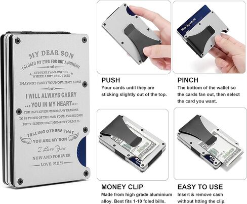 To My Husband Gift | Personalized Engraved Metal Wallet from Wife | Men Minimalist Love Message Custom Slim Aluminum Card Holder with Money Clip | Christmas Birthday Anniversary Valentines Day Wedding Father's Day in Saudi Arabia