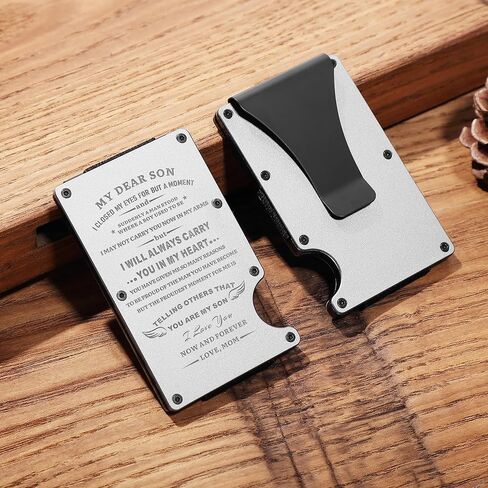 To My Husband Gift | Personalized Engraved Metal Wallet from Wife | Men Minimalist Love Message Custom Slim Aluminum Card Holder with Money Clip | Christmas Birthday Anniversary Valentines Day Wedding Father's Day in Saudi Arabia