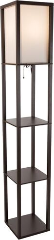 Lavish Home Floor Lamp – Etagere Style Standing Light with 3 Tiers of Storage Shelving for Accent Décor Organization – Display Shelf Lighting (Brown) in Kuwait