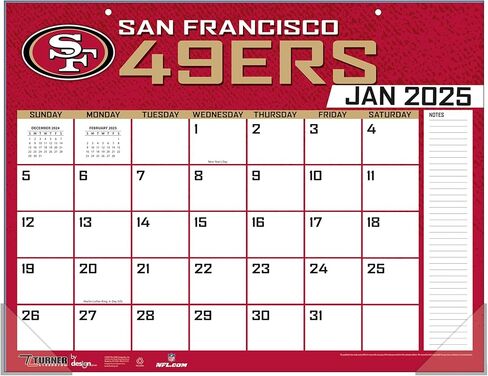 TURNER SPORTS San Francisco 49Ers 2025 22x17 Desk Calendar (25998061551) in Saudi Arabia