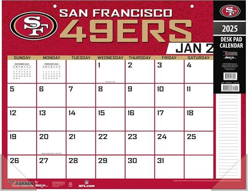 TURNER SPORTS San Francisco 49Ers 2025 22x17 Desk Calendar (25998061551) in Saudi Arabia