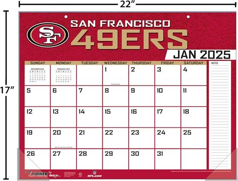 TURNER SPORTS San Francisco 49Ers 2025 22x17 Desk Calendar (25998061551) in Saudi Arabia