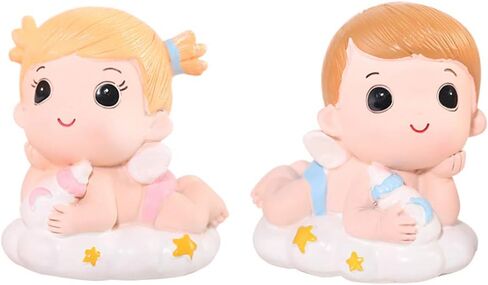 DOITOOL 2 Pcs Gender Reveal Cake Topper, Baby Boy and Girl Cake Decoration, Baby Figurine Cake Topper for Birthday Baby Shower Cake Decoration Gender Reveal Party Supplies in Saudi Arabia