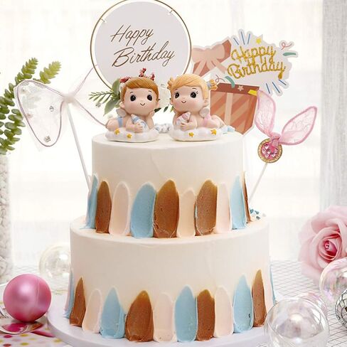 DOITOOL 2 Pcs Gender Reveal Cake Topper, Baby Boy and Girl Cake Decoration, Baby Figurine Cake Topper for Birthday Baby Shower Cake Decoration Gender Reveal Party Supplies in Saudi Arabia