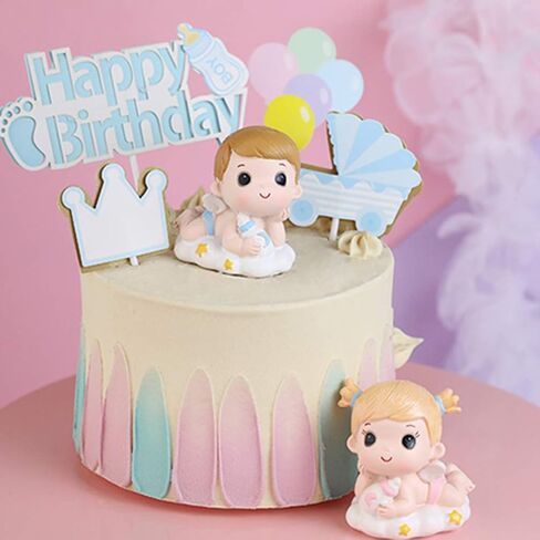 DOITOOL 2 Pcs Gender Reveal Cake Topper, Baby Boy and Girl Cake Decoration, Baby Figurine Cake Topper for Birthday Baby Shower Cake Decoration Gender Reveal Party Supplies in Saudi Arabia