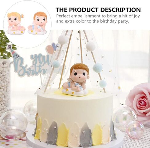 DOITOOL 2 Pcs Gender Reveal Cake Topper, Baby Boy and Girl Cake Decoration, Baby Figurine Cake Topper for Birthday Baby Shower Cake Decoration Gender Reveal Party Supplies in Saudi Arabia